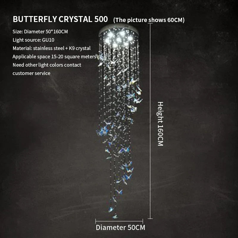 DecorBites™ Crystal Butterfly Rotating Chandelier for Modern Light Luxury Villas