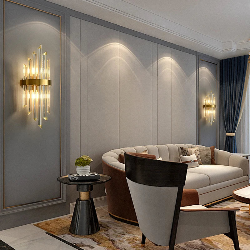 DecorBites™ Crystal LED Wall Lamps: Elegant Gold Wall Sconce Lights for Luxury Home Decor