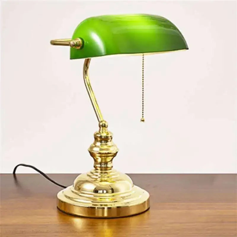 DecorBites™ Glass Lampshade Bank Desk Table Lamps White Green LED Light E27