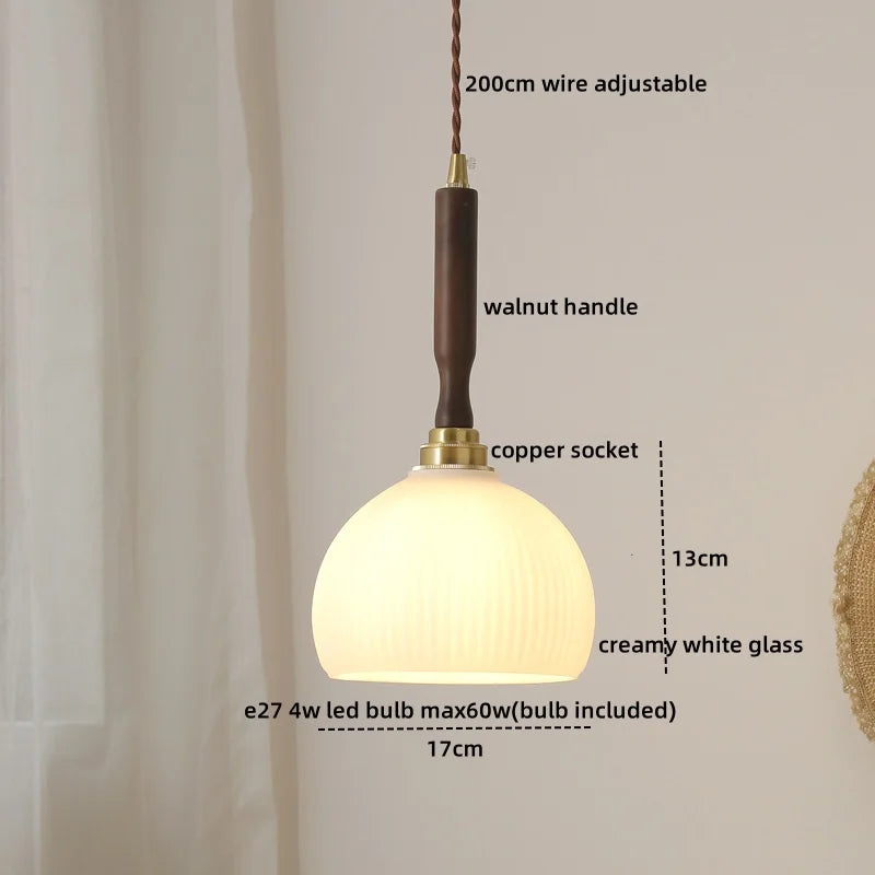 DecorBites™ LED Walnut Copper Pendant Light with Knob Switch - Modern Style Lighting Fixtures