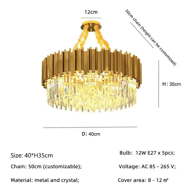Decorbites™ Golden Luxury Kronleuchter: Elegante Kristall-Deckenleuchte für Hotel-Wohnzimmer