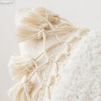 Decorbites™ Elfenbein Pompon-Quaste Kissenbezug 45x45cm/30x50cm Heimdekoration Sofa Saisonbezogen