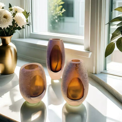 DecorBites™ Frosted Glass Vase for Home Decor and Floral Arrangements