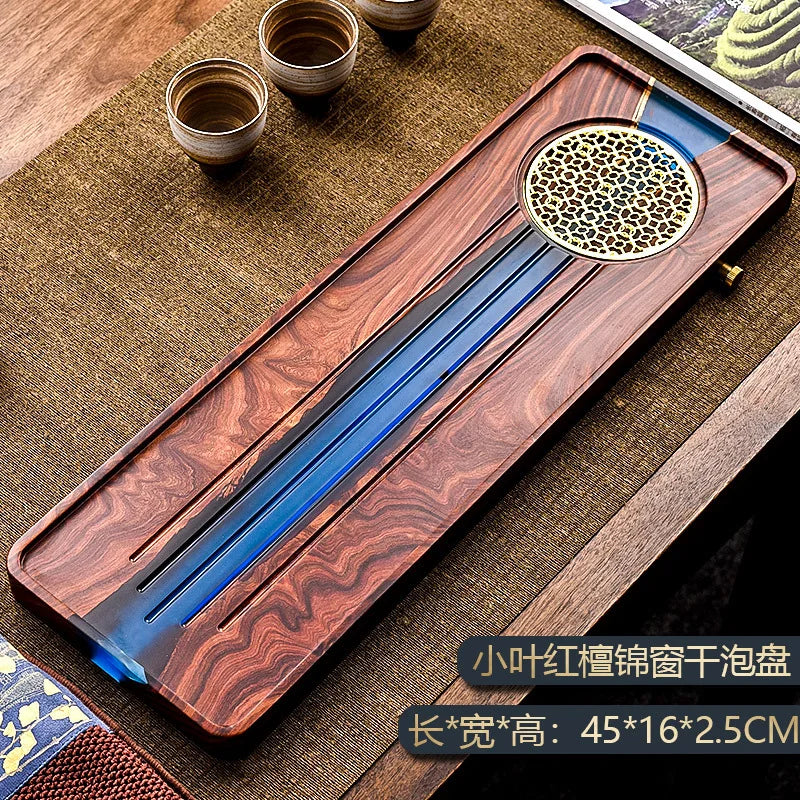 DecorBites™ Handmade Wood Resin Tea Tray | Bubble Tea Table Home Kung Fu Set
