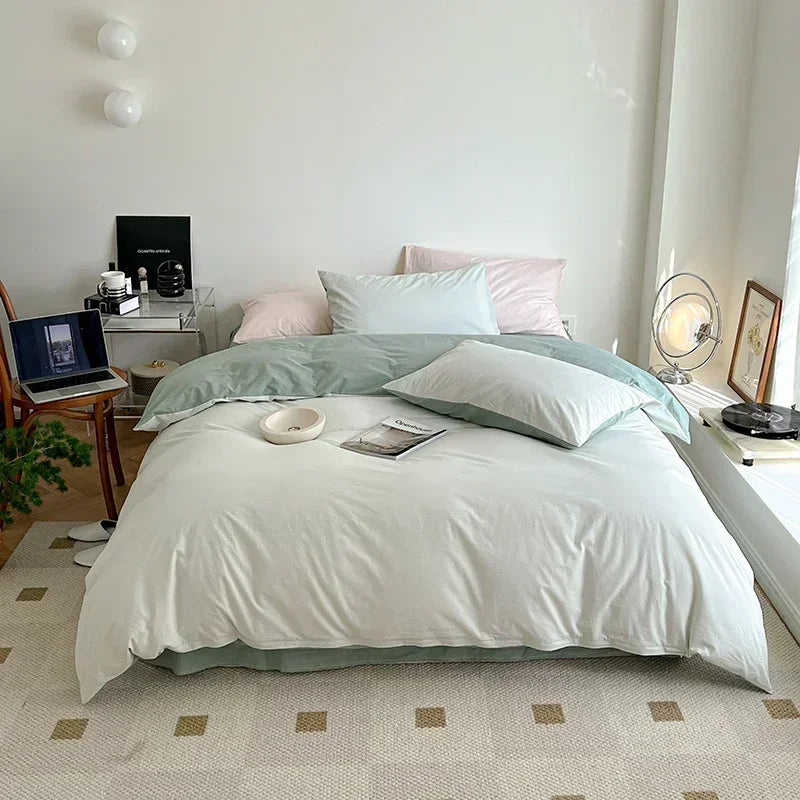 Decorbites™ Baumwoll-Bettwäsche-Set für Queensize-Bett: Bettbezug, Laken, Steppdeckenbezug, Kissenbezüge – Weich & Bequem