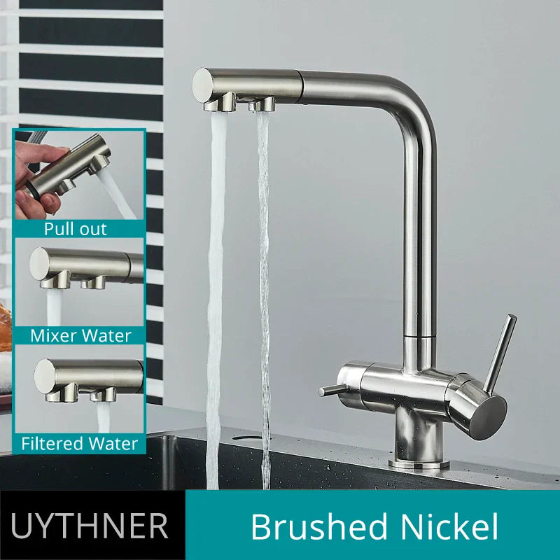 Decorbites™ Zweihand-Wasserfilter-Küchenarmatur mit 360°-Drehung & herausziehbarem Mischbatterie-Hahn