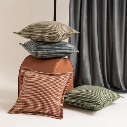 DecorBites™ Hounds tooth Square Cushion Cover 45x45cm Orange Green Blue Black