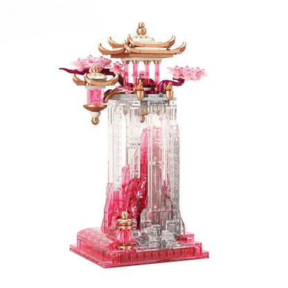 DecorBites™ Dream Glass Fu Yue Pavilion Ornament: Ancient Style Indoor Decor for Special Occasions