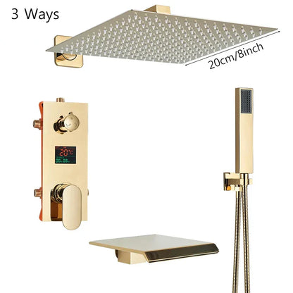 Decorbites™ Schwarzes Digitales Duscharmatur-Set mit Regendusche und Ganzmetall-Mischer Display