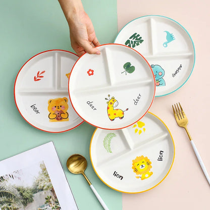 Decorbites™ Kinder-Cartoon-Gitter-Teller – Spaßiger & Funktionaler Trenn-Teller für Frühstück & Snacks