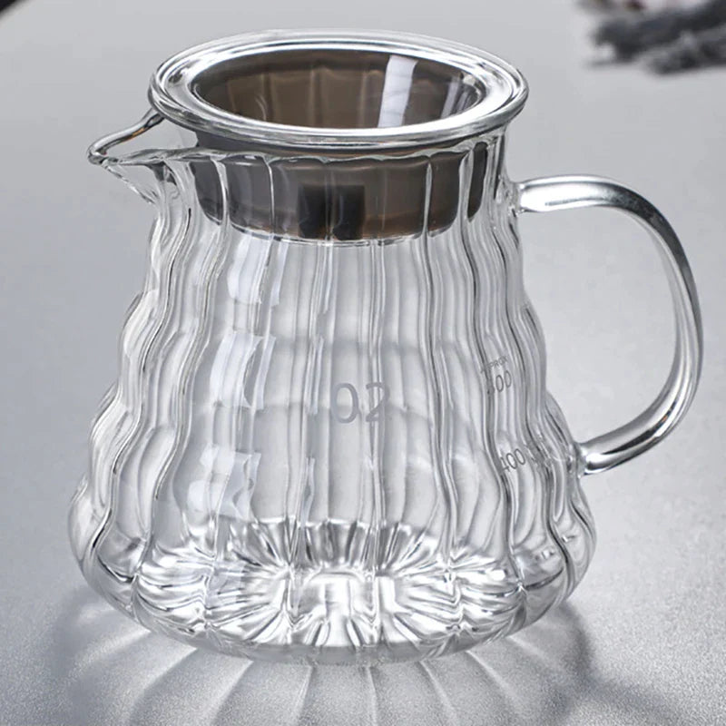 Decorbites™ Glas-Kaffeekanne, 600 ml Pour-Over-Kanne mit Gummideckel