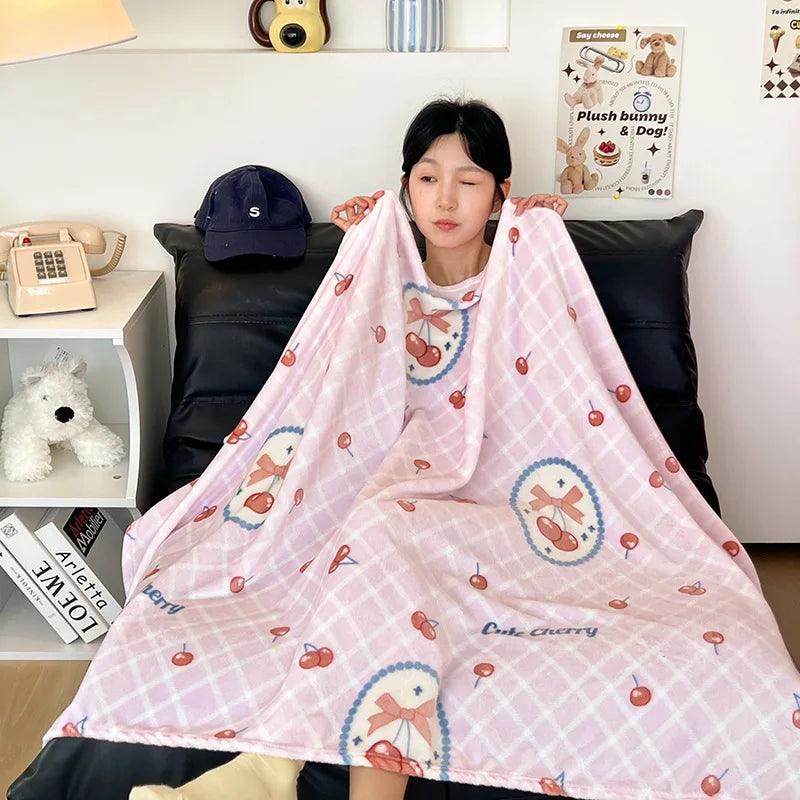 DecorBites™ Double-Sided Thin Velvet Printed Blanket for Adults - Spring Autumn Bedding & Sofa Decor