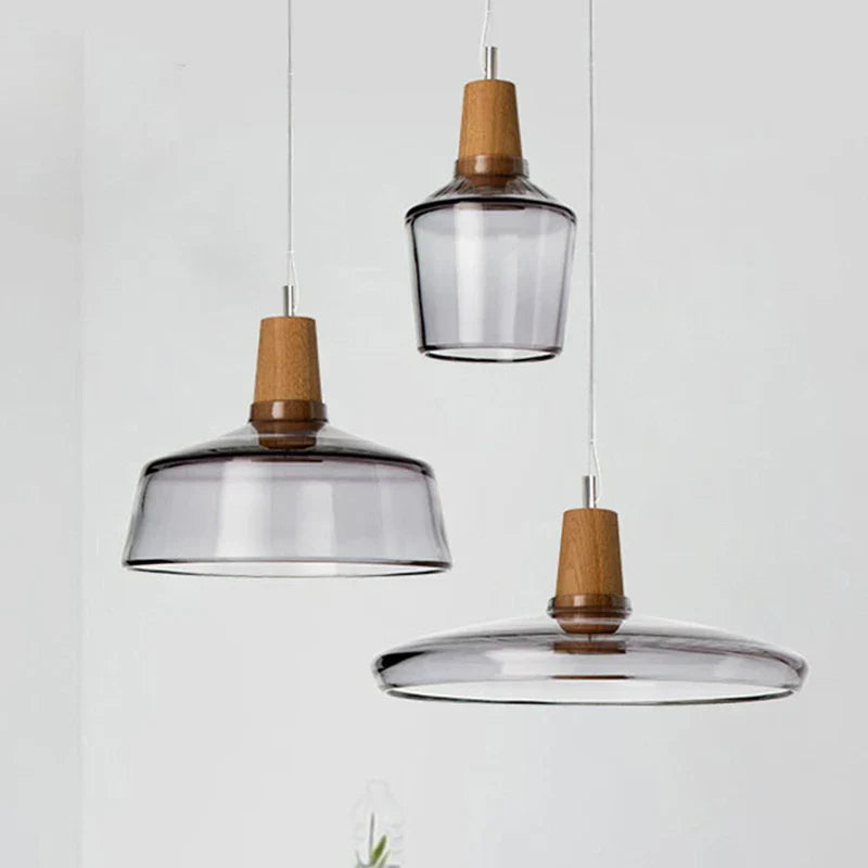 Decorbites™ Glas-Lampenschirm-Hängeleuchte, Holz-Hänge-Suspension, Retro-Amerikanisches Design