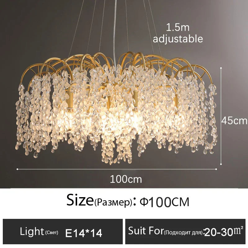 Decorbites™ Kristall-LED-Kronleuchter Golden Luxus-Wohnzimmer-Deckenleuchte