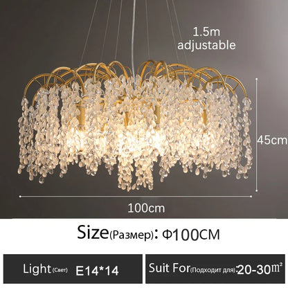 Decorbites™ Kristall-LED-Kronleuchter Golden Luxus-Wohnzimmer-Deckenleuchte