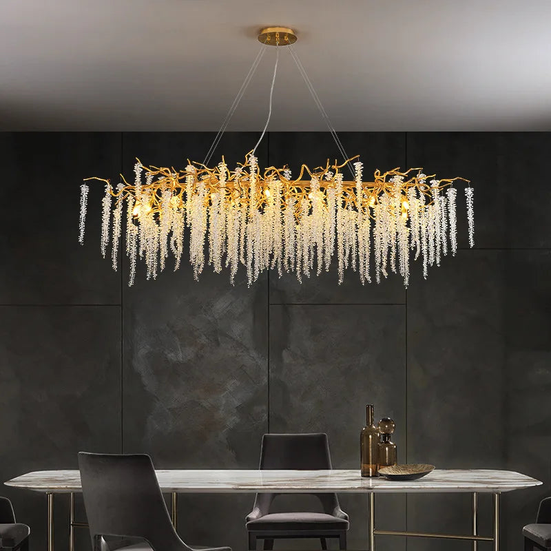 Decorbites™ Gold-Aluminium-Kristall-Kronleuchter für elegante Beleuchtung im Esszimmer