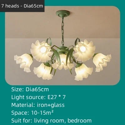 Decorbites™ Grüne Blume Deckenleuchter: Elegante Eisenkunst-Pendelleuchte für Wohnzimmer, Schlafzimmer, Villa