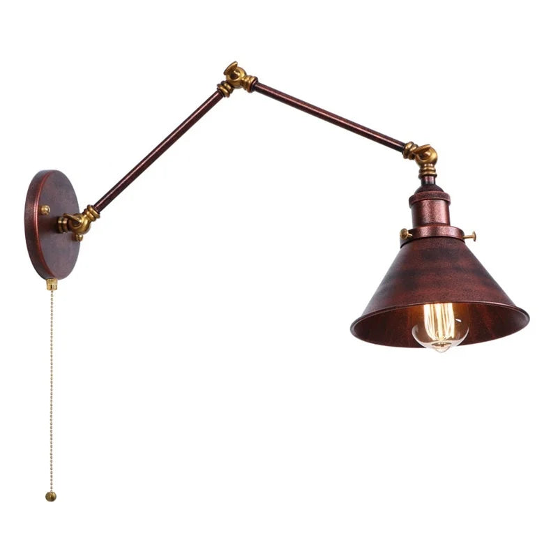 Decorbites™ Eisen LED Wandlampe mit Zugschalter Industrie Vintage Loft Treppenbeleuchtung