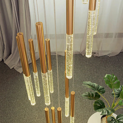 Decorbites™ Kristall-LED-Kronleuchter für modernes Loft-Wohnzimmer und Treppenhaus, Gold Art-Deco-Hängeleuchte