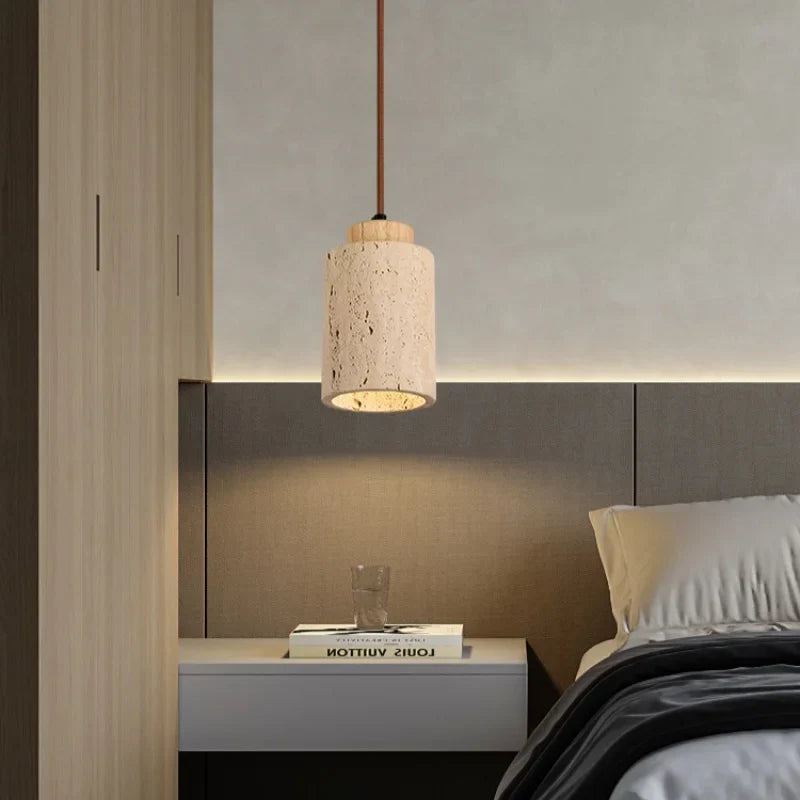 Copper Vintage Pendant Light Travertine Stone