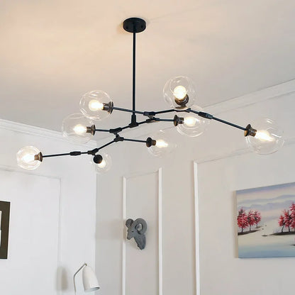 DecorBites™ Glass Branch Ceiling Chandelier with Multi Color Lampshades