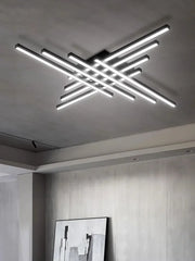 Black LED Ceiling Lamp 8-Light L120cm Remote