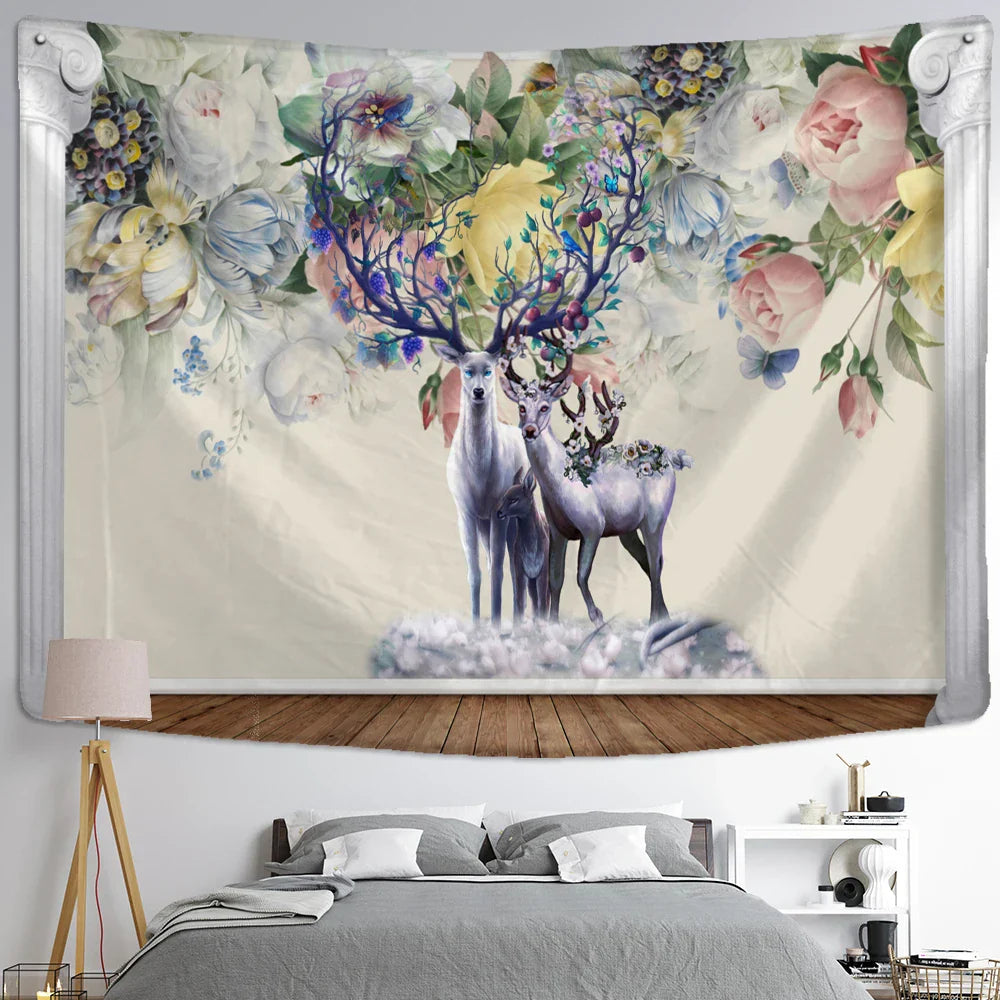 Decorbites™ Elch-Teppich Wandbehang Mystischer Sternenhimmel Wohnraumdekoration