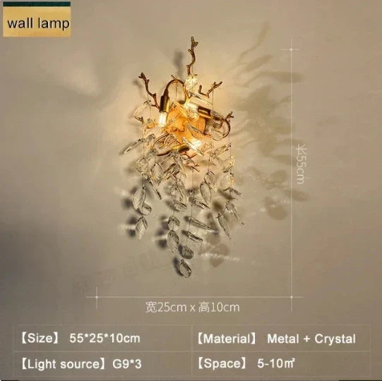 Decorbites™ Kristallzweig LED Hängeleuchter - Goldene Aufhänge Lampe für luxuriöses Esszimmer