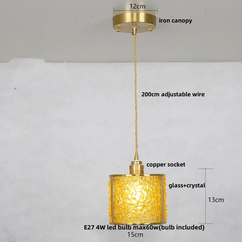 DecorBites™ Crystal Glass LED Pendant Light Fixture, Adjustable Height, Modern Luxury Design