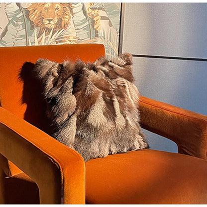 Decorbites™ Fuchs-Fell Kissenbezug 45x45, Vintage Luxus Dekokissenbezug für das Wohnzimmer