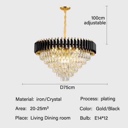 DecorBites™ Crystal LED Pendant Chandelier: Modern Luxury Living Room Dining Lighting Fixture