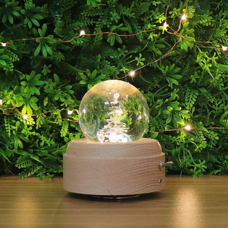 DecorBites™ Crystal Ball Music Box: Rotating Light Projection, Birthday & Valentine's Day Gift