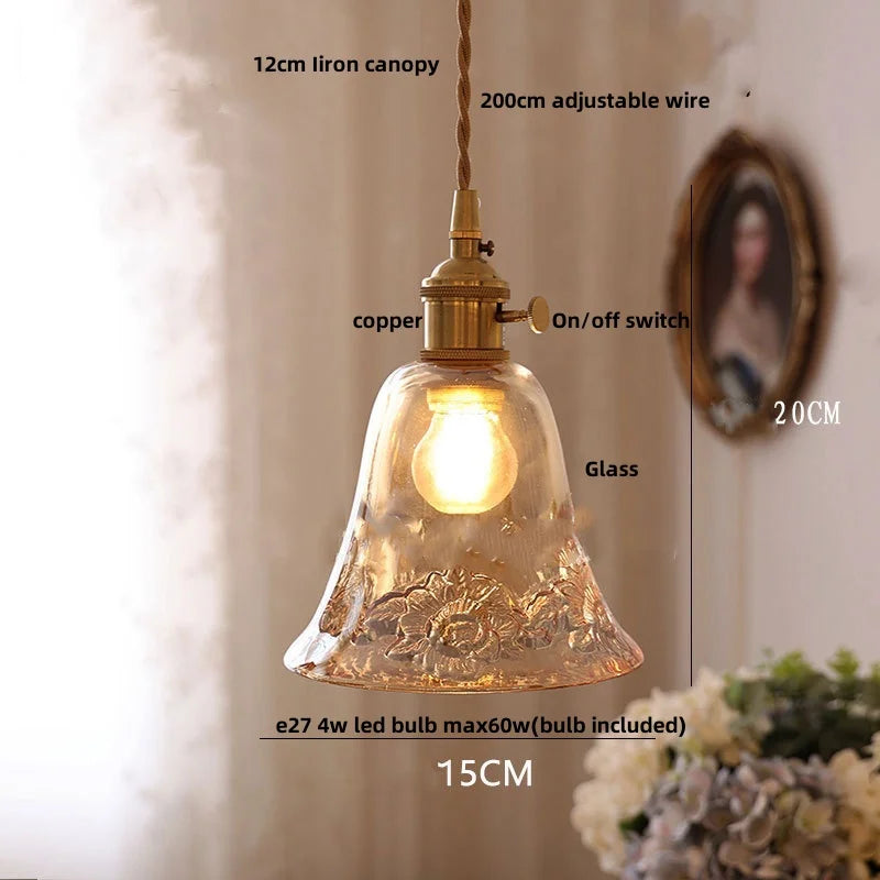 DecorBites™ Copper Glass LED Pendant Light - Modern Adjustable Hanging Fixture for Home deco