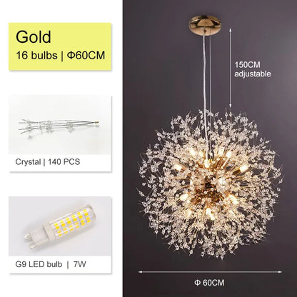 Decorbites™ Dandelion-Lüster: Luxuriöse Kristall-Hängeleuchte für Wohnzimmer und Schlafzimmer