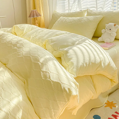 DecorBites™ Fresh Bubble Yarn Fabric Bedding Set - Soft, Breathable Duvet Cover with Sheet