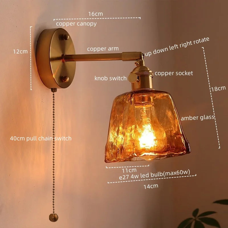DecorBites™ Glass Copper LED Wall Lights for Home Restaurant Living Room Bedroom