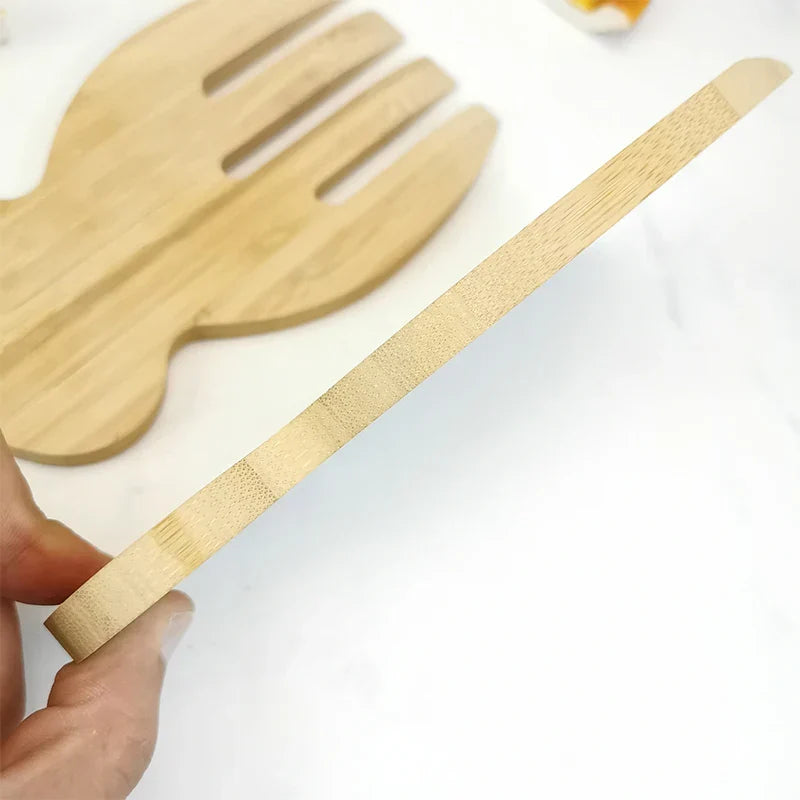 Decorbites™ Bambus-Salatbesteck-Set mit Händen und Löffel für Küchengeräte