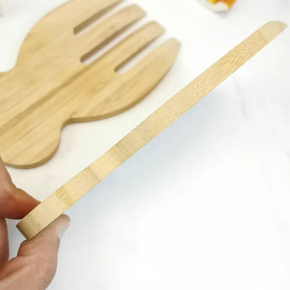 Decorbites™ Bambus-Salatbesteck-Set mit Händen und Löffel für Küchengeräte