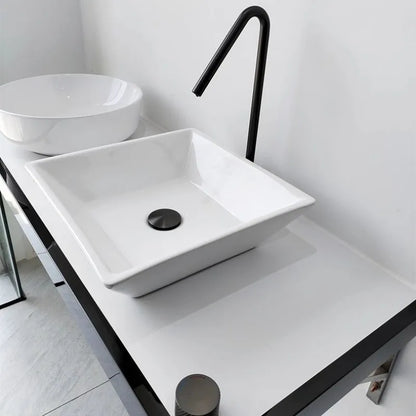 Decorbites™ gebürsteter schwarzer Beckenarmatur mit drehbarem Zweiloch-Wasserhahn - Flächenweite Badezimmerarmatur