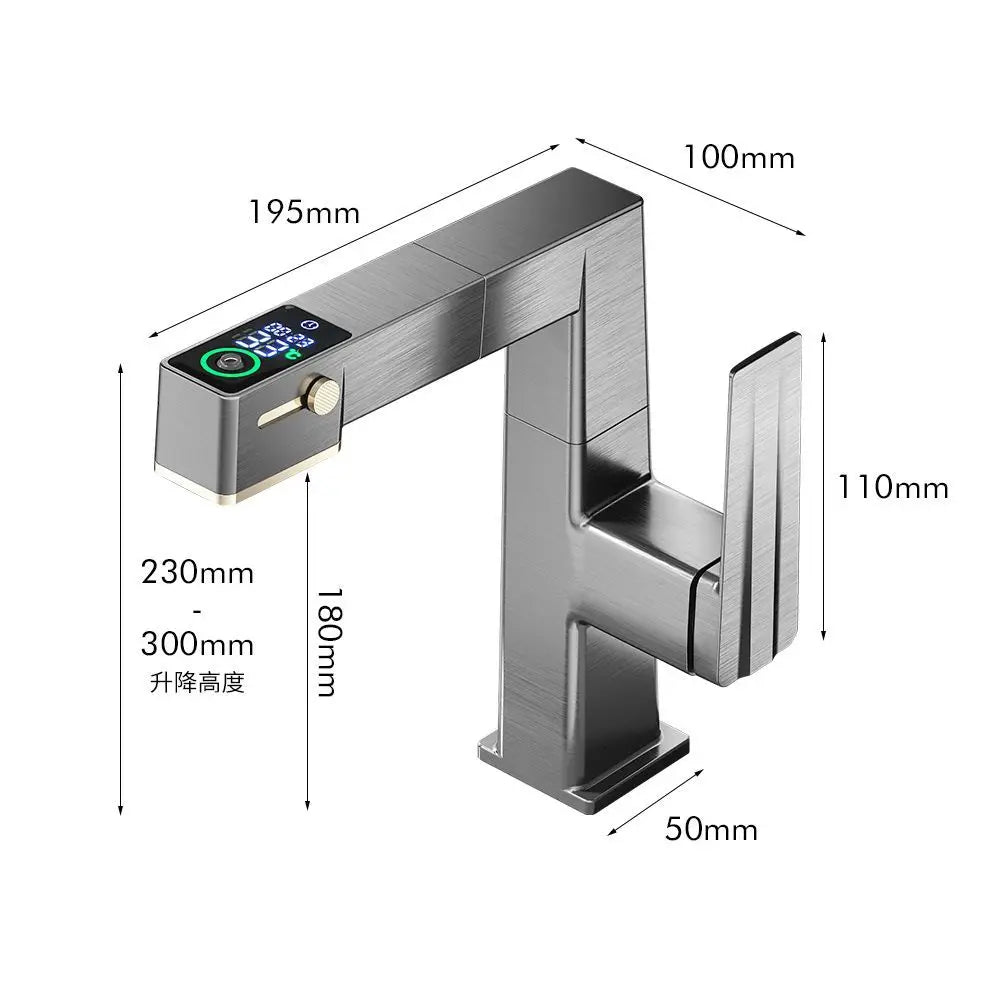 Decorbites™ LED-Beckenarmatur Ausziehbarer Mischbatterie Heißes und Kaltes Wasser Badezimmer-Waschbecken Waschtisch