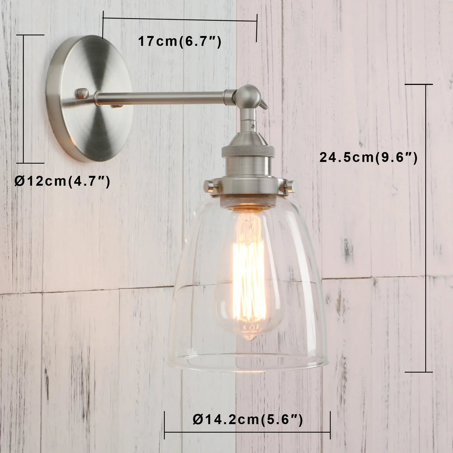 Decorbites™ Klare Glaswandlampe: Moderne Wandleuchte Spiegel-Lichtarmatur für vintage Innenraumdekoration