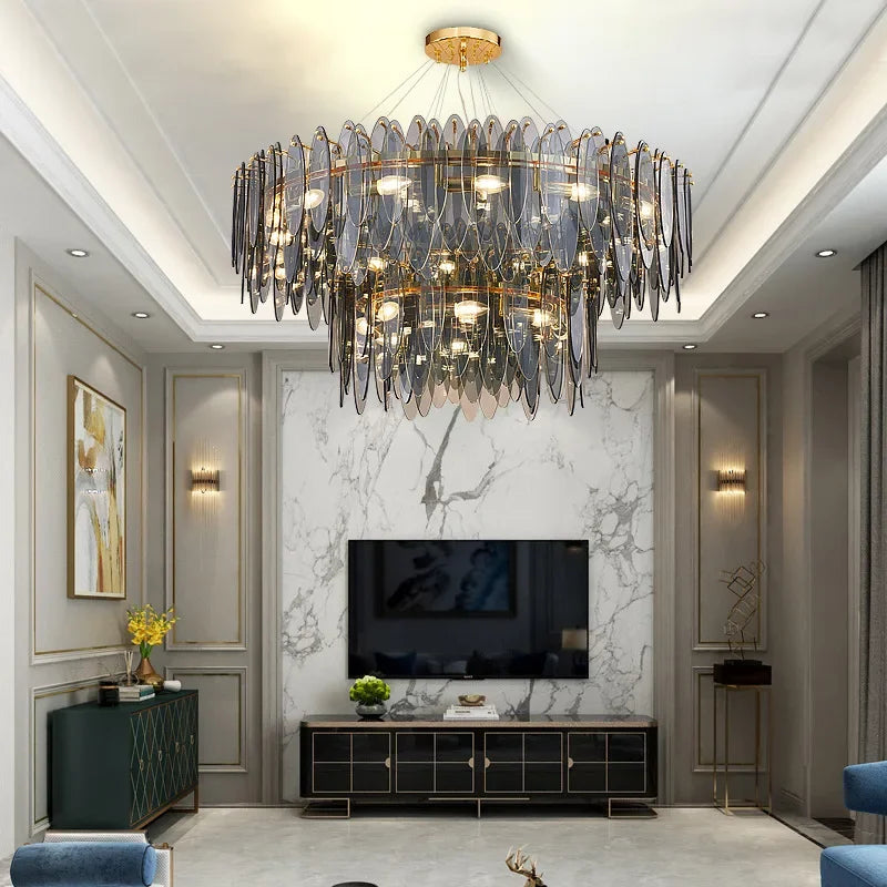 Decorbites™ Gold LED Glas-Lüster für Esszimmer Wohnzimmer Schlafzimmer_Hauptschlüsselwort: Pendelleuchten