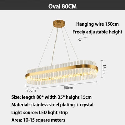 Gold Crystal Modern Chandelier Oval120cm