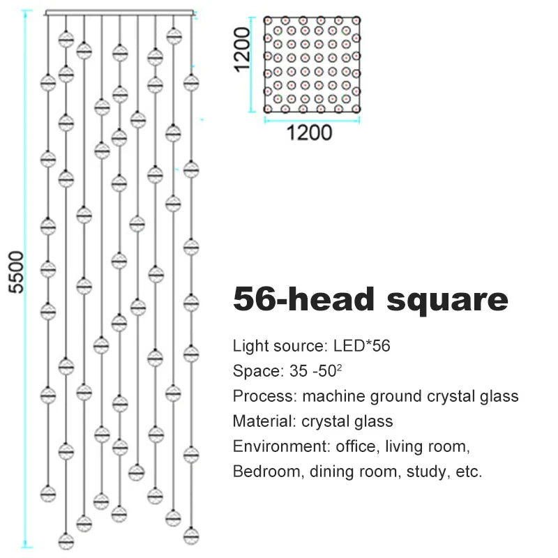 DecorBites™ Crystal Ball Chandelier Pendant Light for Staircase Hallway Bar Décor