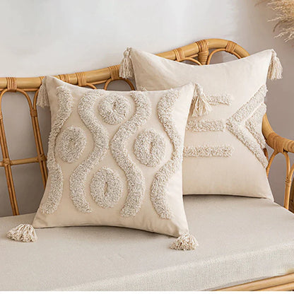 Decorbites™ Geometrisches Tufted-Kissenbezug Beige Patchwork-Kissenbezüge Wabi-Sabi-Stil