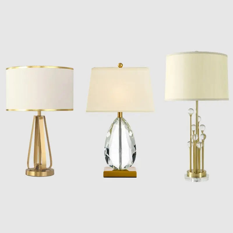 Decorbites™ Kristall-Nachttischlampe: Modernes nordisches Design, Stoff-Lampenschirm für Wohnzimmer & Schlafzimmer
