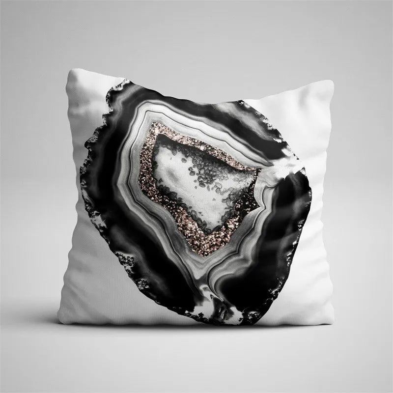 Decorbites™ Grauer Marmor Schwarzer Achat Kissenbezug für Heim-Sofadecoration und Stühle