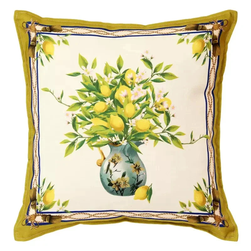 Decorbites™ Zitronen-Print Chenille Kissenbezug 45x45 cm - Wasserdicht Nordisches DekorCase