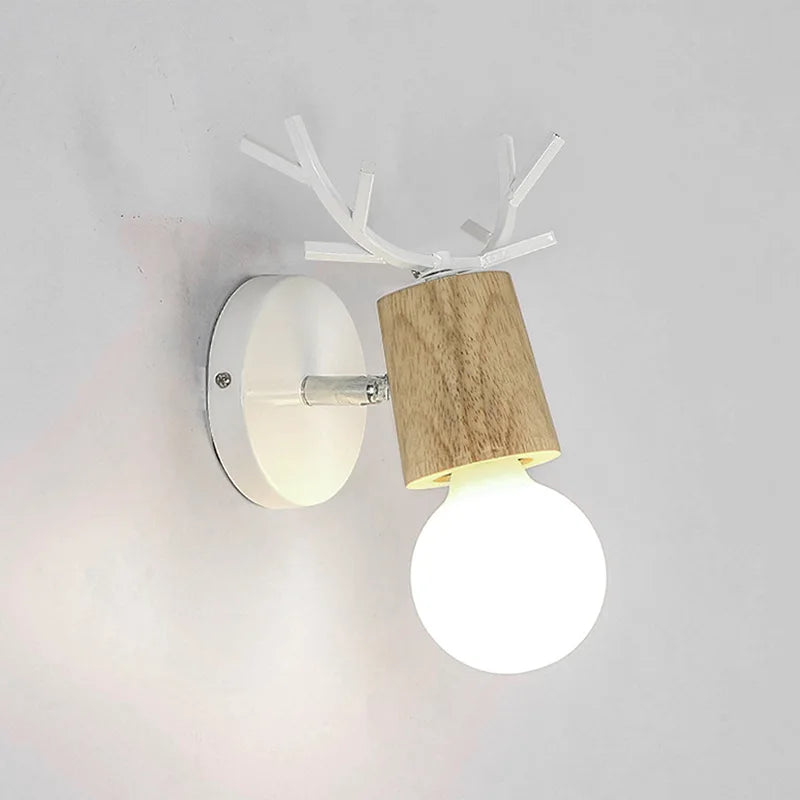 Decorbites™ LED Geweih-Wandleuchte Holz Nordisch Vintage Modern Loft Schlafzimmer-Beleuchtung E27