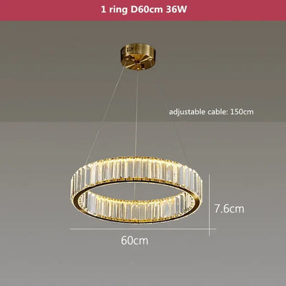 DecorBites™ Crystal LED Ring Chandelier - Luxury Villa Stair Pendant Fixture